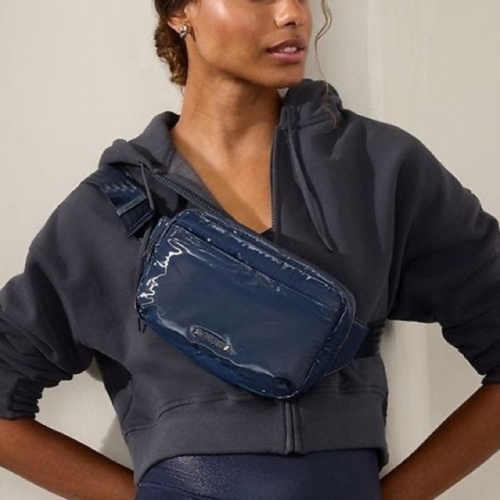 Simone Biles + ATHLETA Navy Shine Puff BELT or Crossbody BAG
